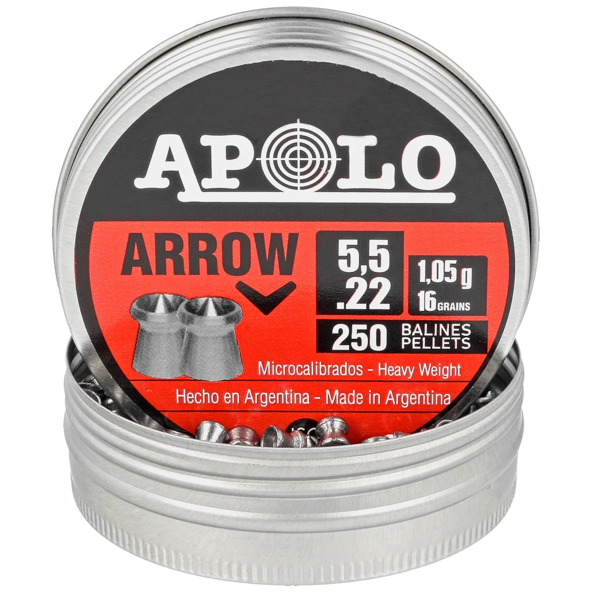 Apolo Arrow AirGun Pellets .22/5.5 mm, 250 pcs 1.05g/16.0gr (19941)