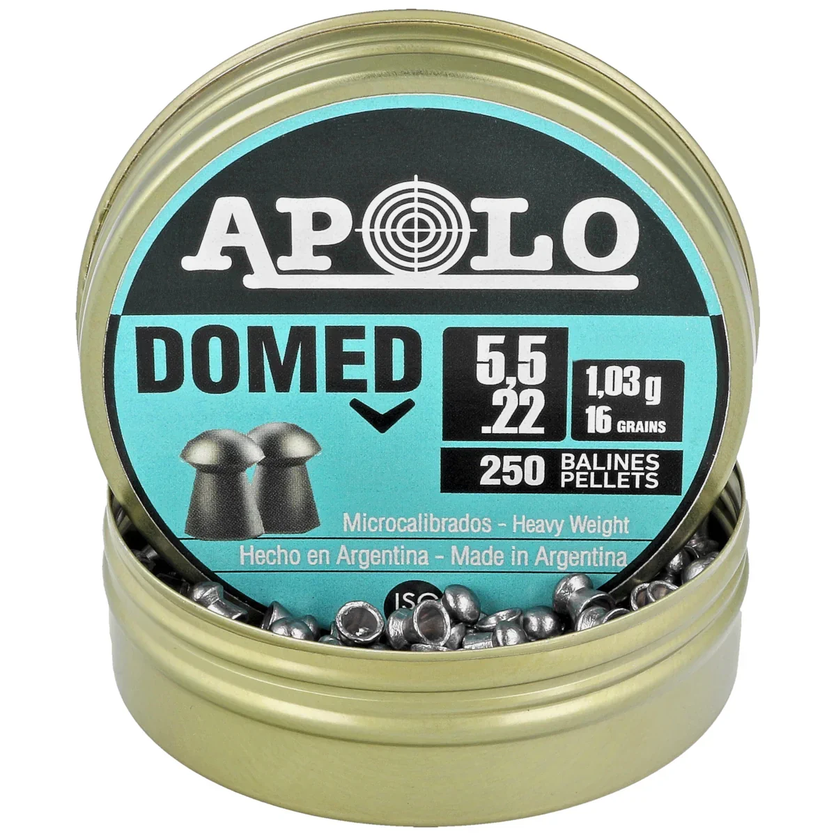 Apolo Domed AirGun Pellets .22/5.5 mm, 250 pcs 1.03g/16.0gr (19916)