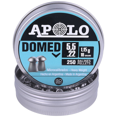 Apolo Domed AirGun Pellets .22/5.5mm, 250 pcs 1.15g/18.0gr (19911)