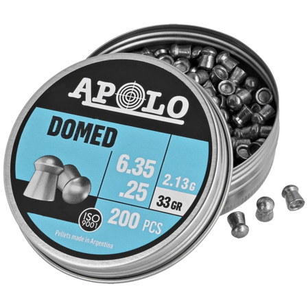 Apolo Domed AirGun Pellets .25/6.35 mm, 200 pcs 1.15g/18.0gr (19912)