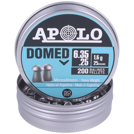 Apolo Domed AirGun Pellets .25/6.35 mm, 200 pcs 1.60g/25.0gr (13501)