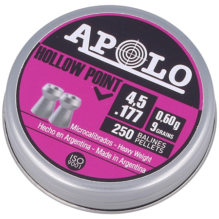 Apolo Hollow Point .177 / 4.5 mm AirGun Pellets, 250 psc 0.60g/9.0gr (19201)