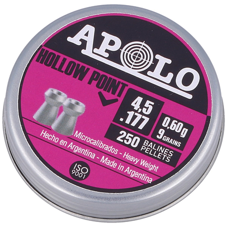 Apolo Hollow Point .177 / 4.52 mm AirGun Pellets, 250 psc 0.60g/9.0gr (19201-2)
