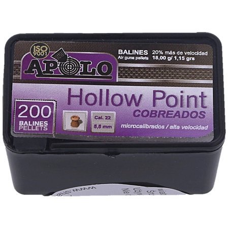 Apolo Hollow Point Copper .22/5.5mm AirGun Pellets, 250 psc 1.15g/18.0gr (19991)
