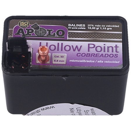 Apolo Hollow Point Copper AirGun Pellets .22/5.5 mm, 200 pcs 1.15g/18.0gr (19991)