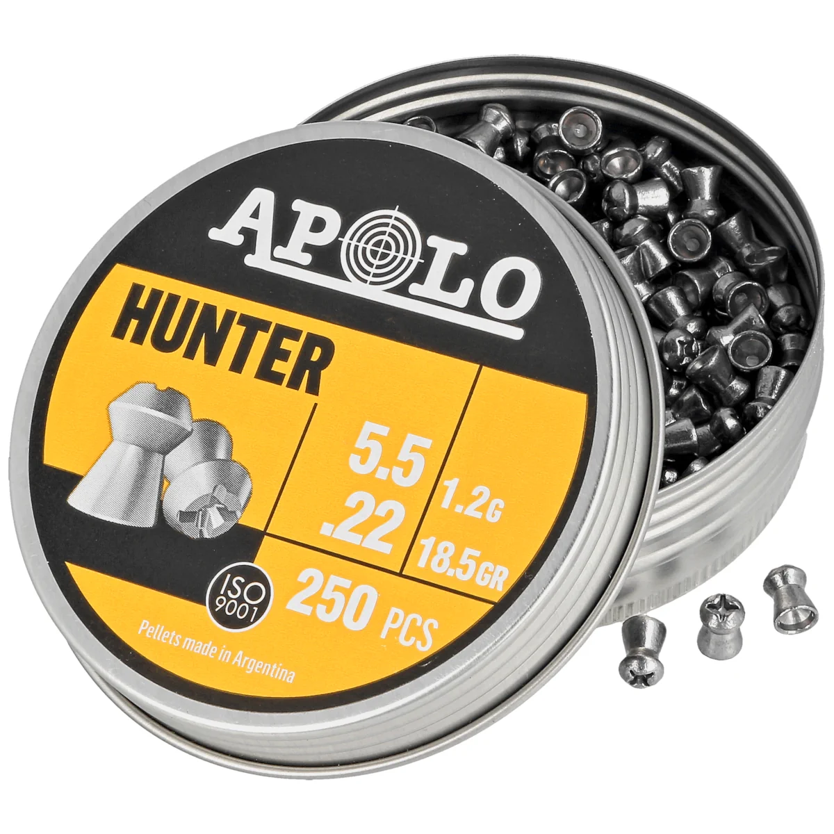 Apolo Hunter AirGun Pellets .22/5.5 mm, 250 pcs 1.20g/18.5gr (19971)