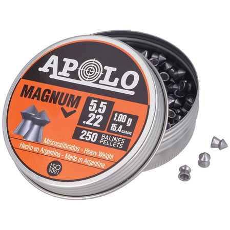 Apolo Magnum AirGun Pellets .22/5.5 mm, 250 pcs 1.00g/15.4gr (13003)