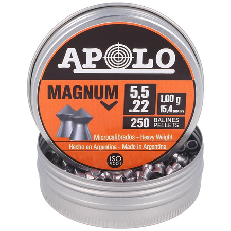 Apolo Magnum AirGun Pellets .22/5.5 mm, 250 pcs 1.00g/15.4gr (13003)