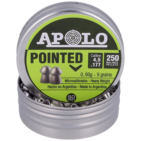 Apolo Pointed AirGun Pellets .177 / 4.5 mm, 250 pcs 0.60g/9.0gr (19102)