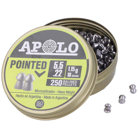 Apolo Pointed AirGun Pellets .22/5.5 mm, 250 pcs 1.15g/18.0gr (19601)