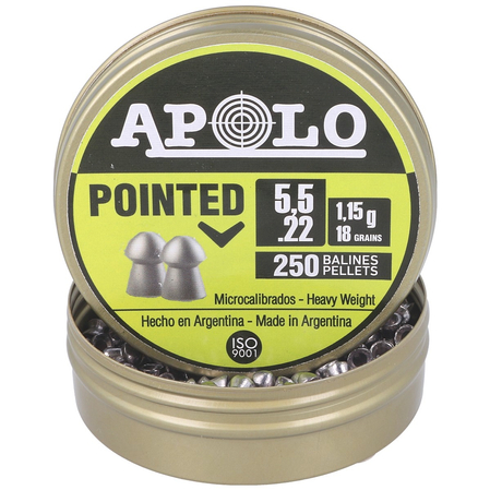 Apolo Pointed AirGun Pellets .22/5.52 mm, 250 pcs 1.15g/18.0gr (19601-2)