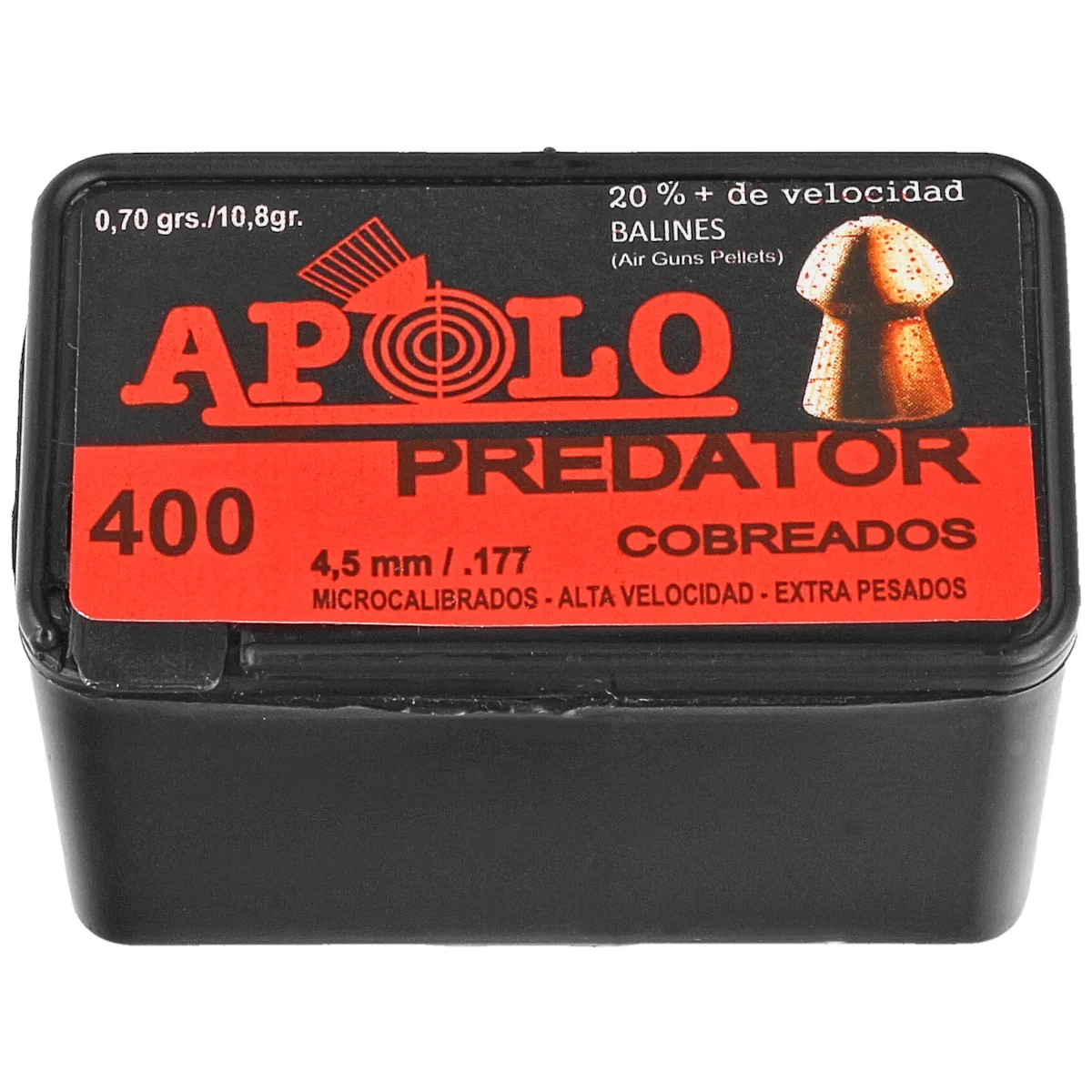 Apolo Predator Copper .177/4.5mm AirGun Pellets, 400 psc 0.70g/10.0gr (19950)