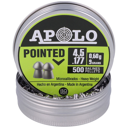 Apolo Premium Pointed .177 / 4.5 mm AirGun Pellets, 500 psc 0.60g/9.0gr (19101)