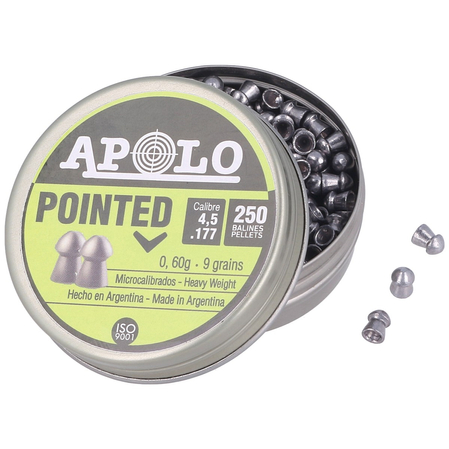 Apolo Premium Pointed .177 / 4.52 mm AirGun Pellets, 250 psc 0.60g/9.0gr (19102-2)