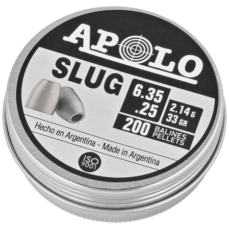 Apolo Slug 33 .25/6.35mm AirGun Pellets, 200 psc 2.14g/33.0gr (19303)