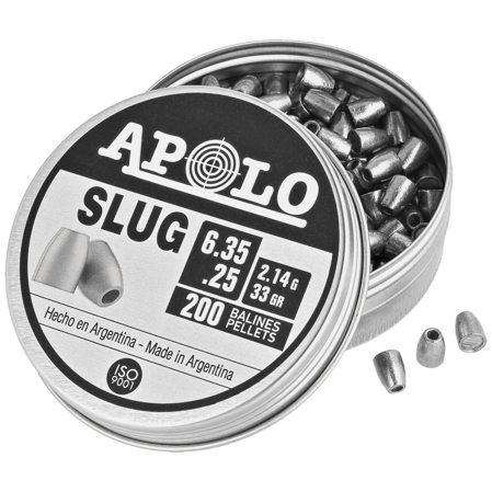 Apolo Slug 33 .25/6.35mm AirGun Pellets, 200 psc 2.14g/33.0gr (19303)