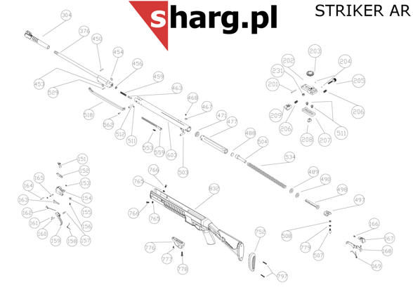 Barrel with Sight for Hatsan Airgun Srtiker: Edge, AR, 1000 (376)