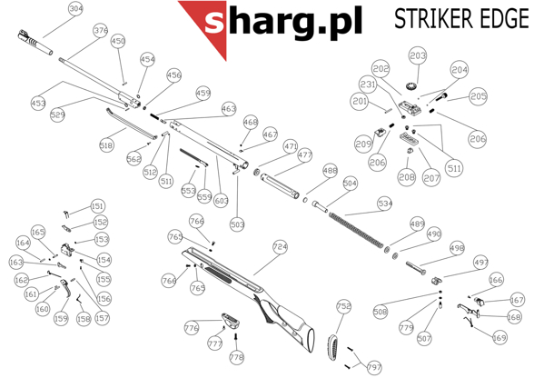 Barrel with Sight for Hatsan Airgun Srtiker: Edge, AR, 1000 (376)