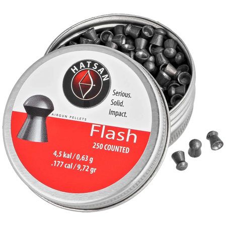 Hatsan Flash .177/4.5mm AirGun Pellets, 250 psc 0.63g/9.72gr