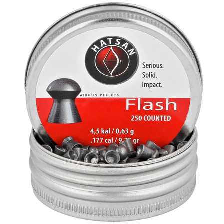 Hatsan Flash .177/4.5mm AirGun Pellets, 250 psc 0.63g/9.72gr