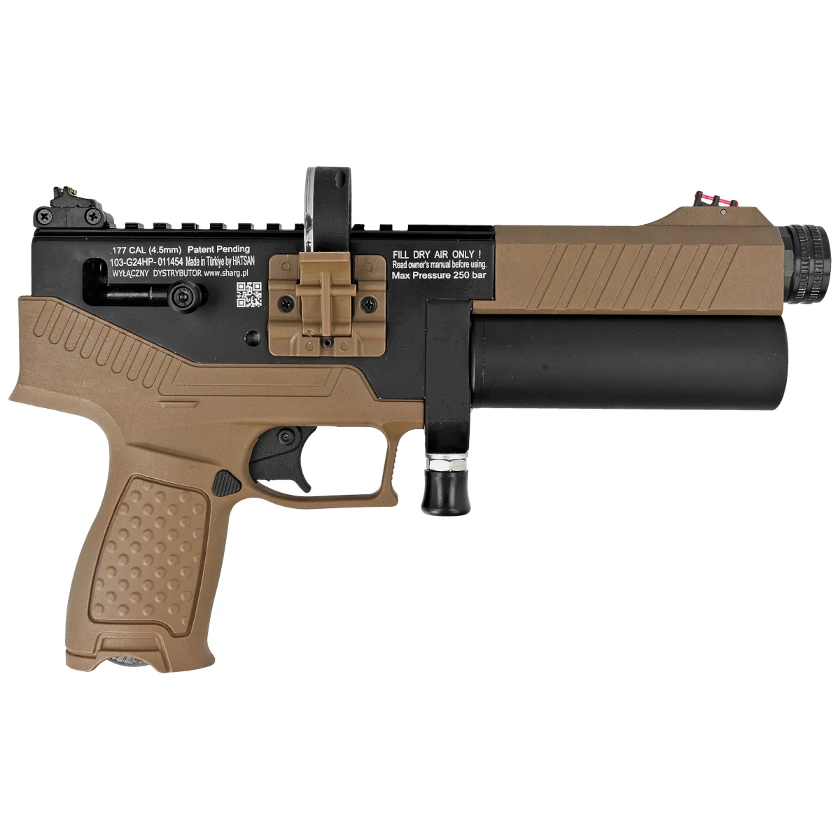 Hatsan Velox .22 / 5.5 mm PCP Semi Auto air pistol FDE