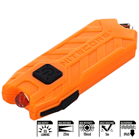 Nitecore TUBE V2.0 Orange, 55lm, Rechargeable Li-ion, USB Keychain Light (TUBE V2.0 Orange)