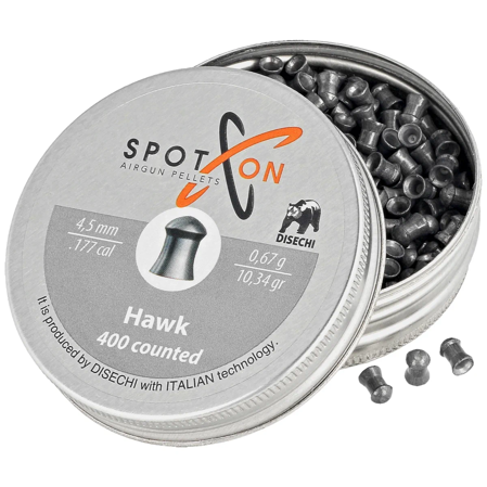 Spoton Hawk .177/4.5mm AirGun Pellets, 400 psc 0.67g/10.34gr