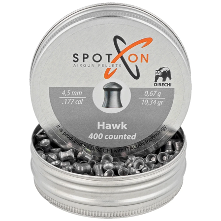 Spoton Hawk .177/4.5mm AirGun Pellets, 400 psc 0.67g/10.34gr