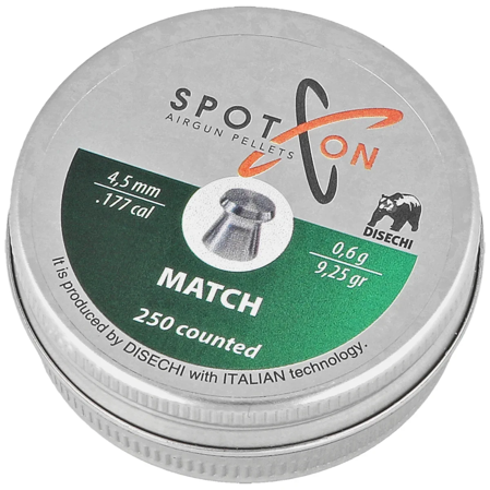 Spoton Match .177/4.5mm AirGun Pellets, 250 psc 0.60g/9.25gr