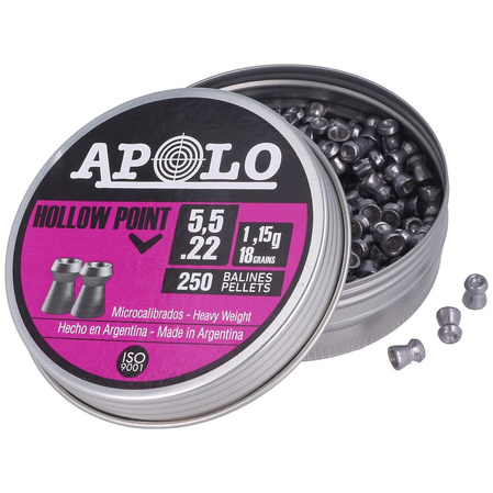 Apolo Hollow Point AirGun Pellets .22/5.52mm, 250 psc 1.15g/18.0gr (19701-2)