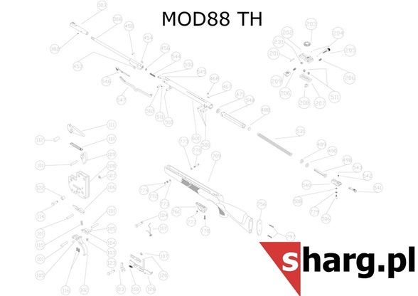 Locking screw securing the stock to Hatsan MOD 55S-155, Dominator 200, Proxima (774)