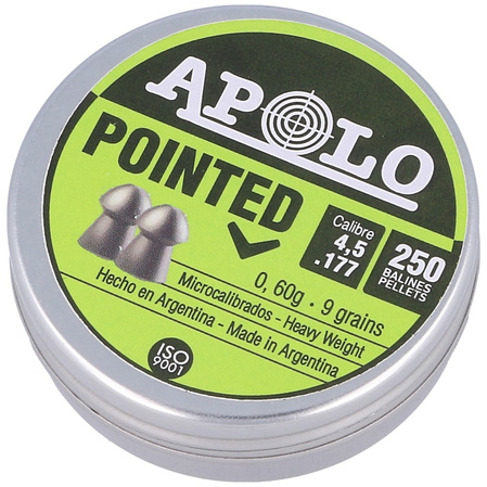 Apolo Pointed AirGun Pellets .177 / 4.5 mm, 250 pcs 0.60g/9.0gr (19102)