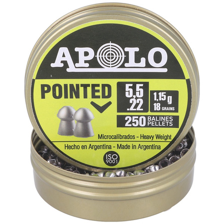 Apolo Pointed AirGun Pellets .22/5.5 mm, 250 pcs 1.15g/18.0gr (19601)