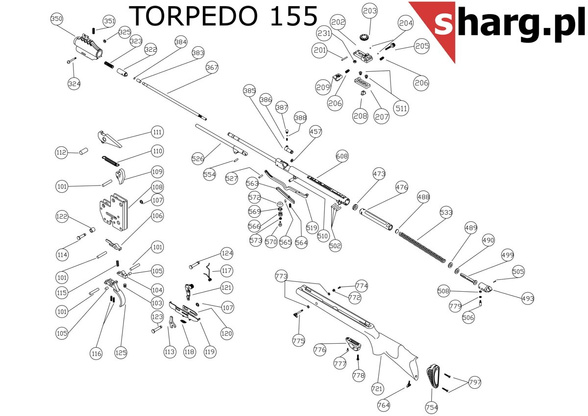 Walnut Stock for Airgun Hatsan TORPEDO 155 (721)