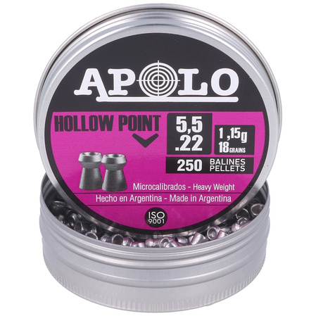 Apolo Hollow Point AirGun Pellets .22/5.52mm, 250 psc 1.15g/18.0gr (19701-2)