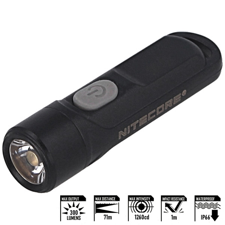 Latarka brelok NiteCore 300lm, Li-ion Battery / 130mAh White/Red LED (TIKI LE)