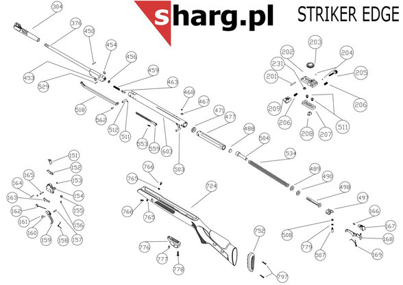 Barrel with Sight for Hatsan Airgun Srtiker: Edge, AR, 1000 (376)