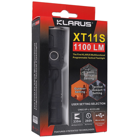 Latarka Klarus 1100lm, 18650 / 2600mAh Compact Powerful Tactical Flashlight (XT11S)